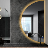 Specchio LED Mezza Luna | Pulsanti touch | Funzione anti-appannamento | Luce bianca calda - Reyze Serie Ambient Modello 1 - Lato Destro
